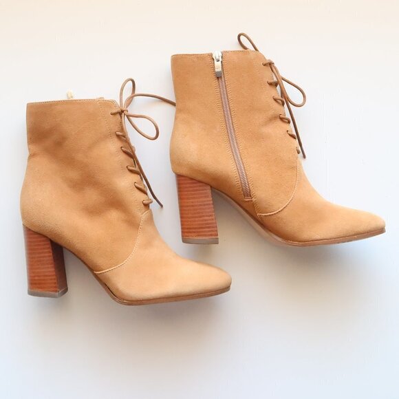 Marc Fisher Suede Leather Block Heel Lace-up Ankle Boots / Booties Size 7.5 - Picture 11 of 16